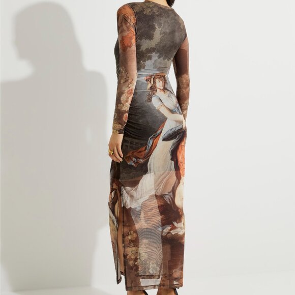 Printed Antique Micromesh Maxi Dress - Picture 2 of 4